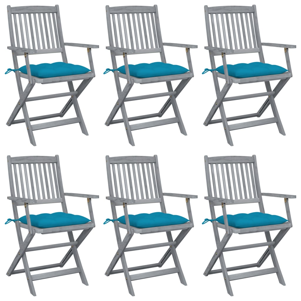 vidaXL Tuinstoelen 2 st inklapbaar met kussens massief acaciahout