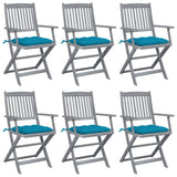 vidaXL Tuinstoelen 2 st inklapbaar met kussens massief acaciahout