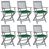 vidaXL Tuinstoelen 2 st inklapbaar met kussens massief acaciahout