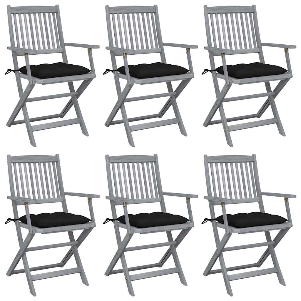 vidaXL Tuinstoelen 2 st inklapbaar met kussens massief acaciahout