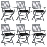vidaXL Tuinstoelen 2 st inklapbaar met kussens massief acaciahout