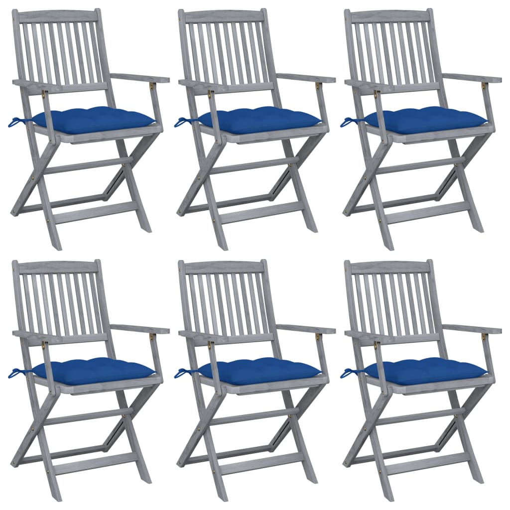 vidaXL Tuinstoelen 2 st inklapbaar met kussens massief acaciahout