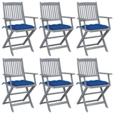 vidaXL Tuinstoelen 2 st inklapbaar met kussens massief acaciahout