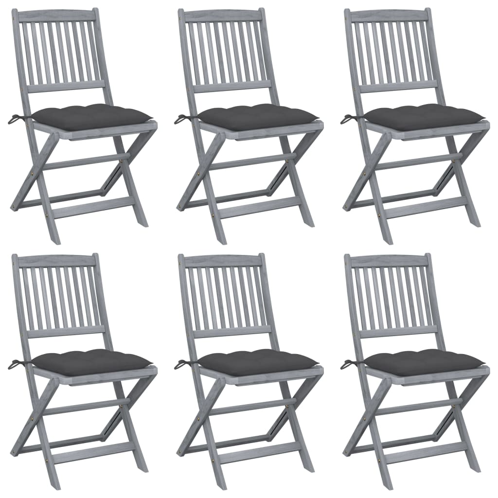 vidaXL Tuinstoelen 2 st inklapbaar met kussens massief acaciahout