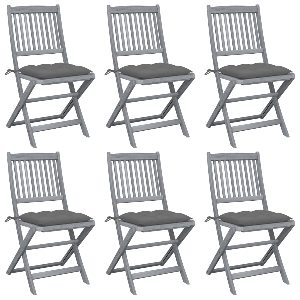 vidaXL Tuinstoelen 2 st inklapbaar met kussens massief acaciahout