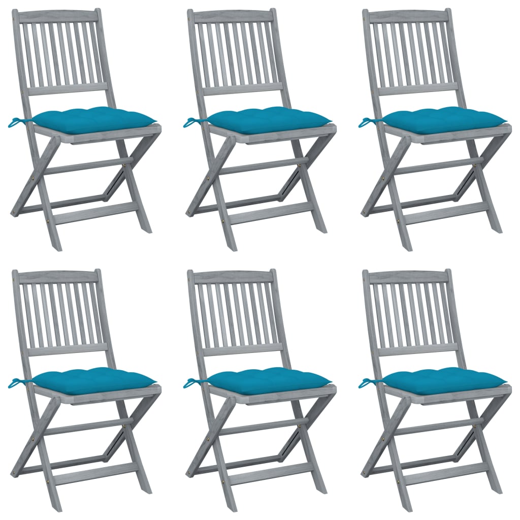 vidaXL Tuinstoelen 2 st inklapbaar met kussens massief acaciahout