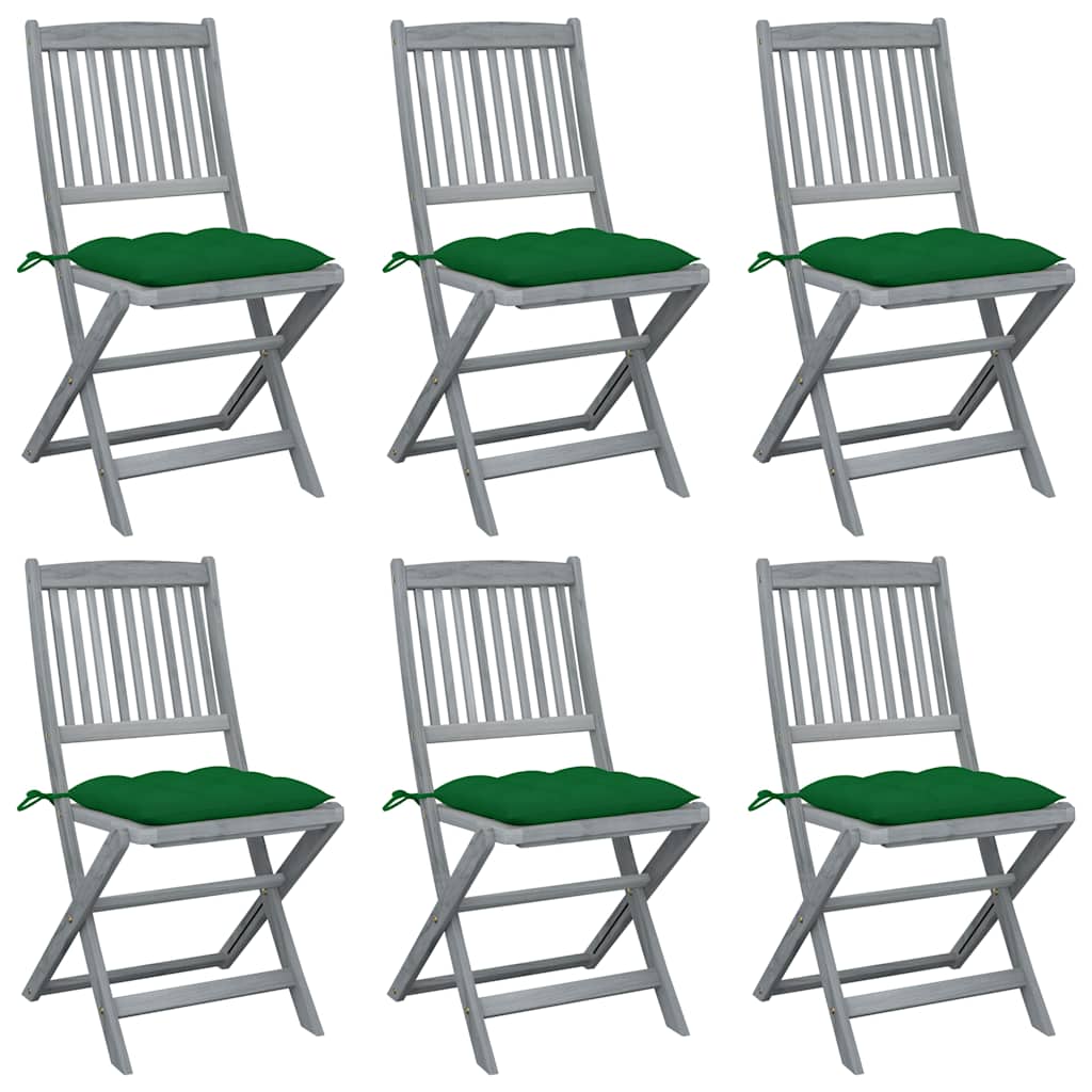 vidaXL Tuinstoelen 2 st inklapbaar met kussens massief acaciahout