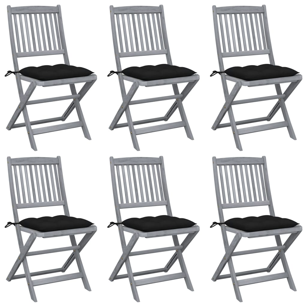 vidaXL Tuinstoelen 2 st inklapbaar met kussens massief acaciahout