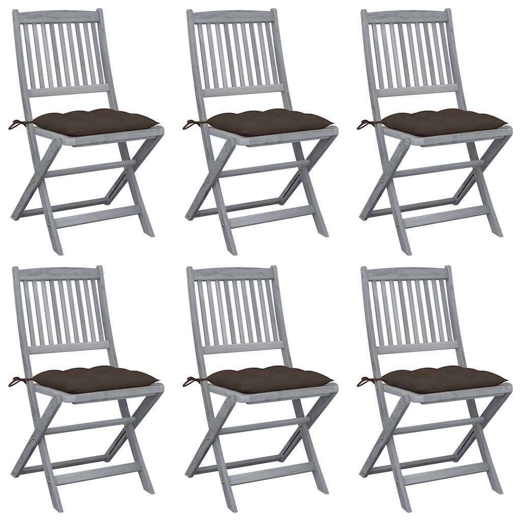 vidaXL Tuinstoelen 2 st inklapbaar met kussens massief acaciahout