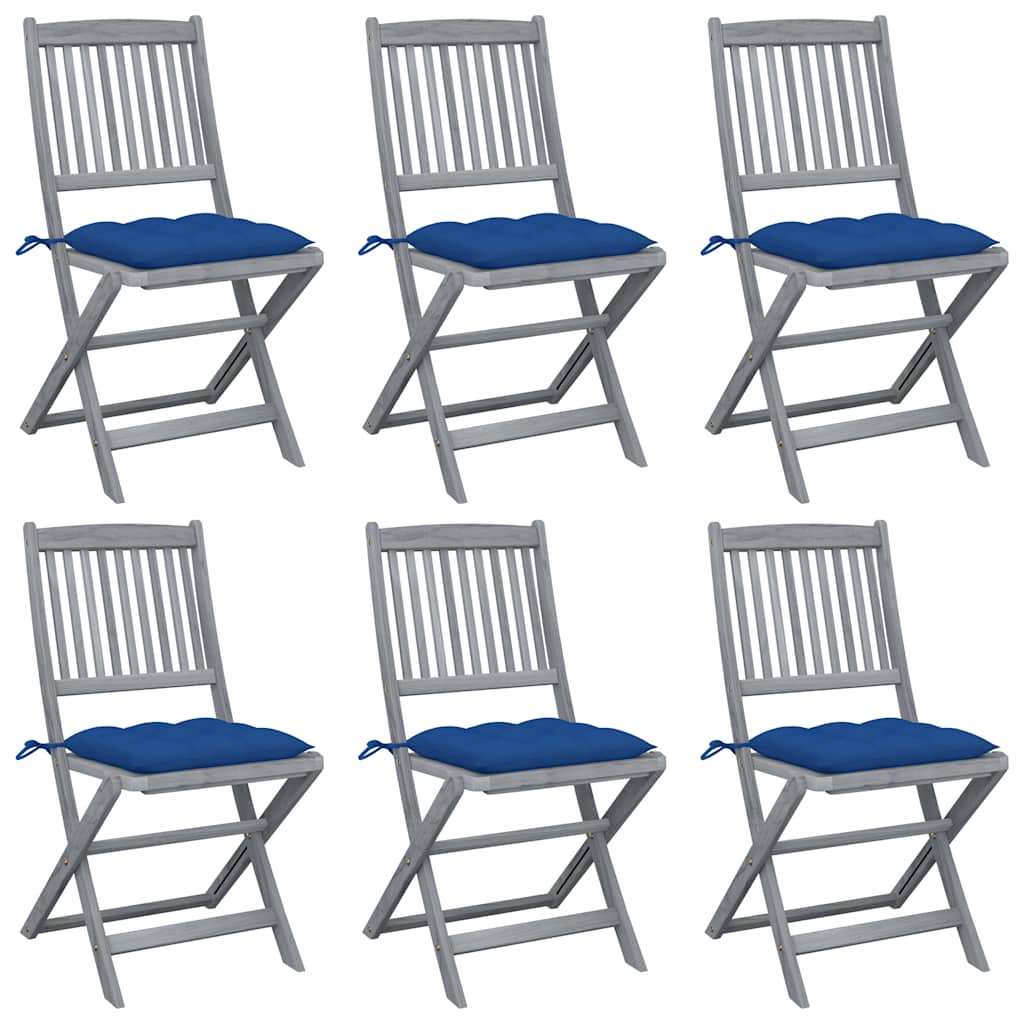 vidaXL Tuinstoelen 2 st inklapbaar met kussens massief acaciahout