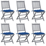 vidaXL Tuinstoelen 2 st inklapbaar met kussens massief acaciahout