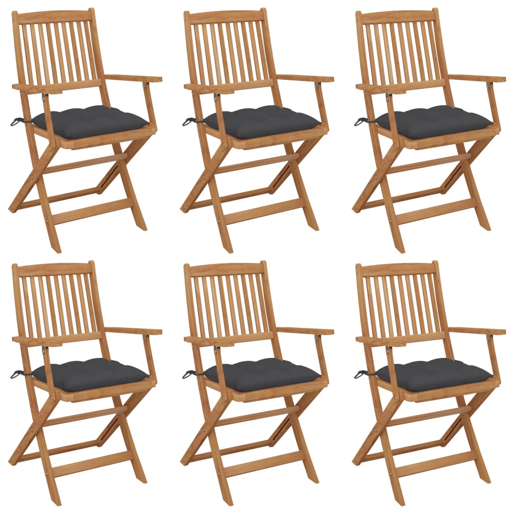 vidaXL Tuinstoelen 2 st inklapbaar met kussens massief acaciahout