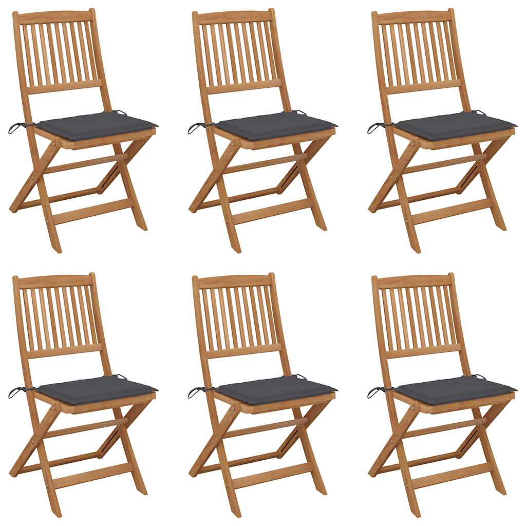 vidaXL Garden Chairs 2 pcs foldable with cushions solid acacia wood