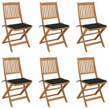 vidaXL Garden Chairs 2 pcs foldable with cushions solid acacia wood