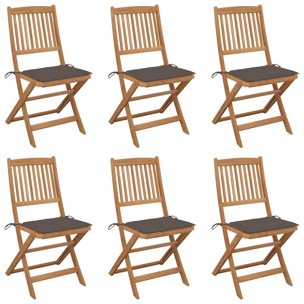 vidaXL Garden Chairs 2 pcs foldable with cushions solid acacia wood