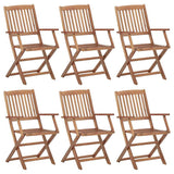 vidaXL Garden Chairs 6 pcs Foldable Solid Acacia Wood