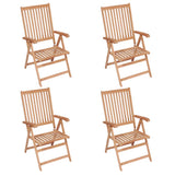 vidaXL Garden Chairs 4 pcs adjustable solid teak wood