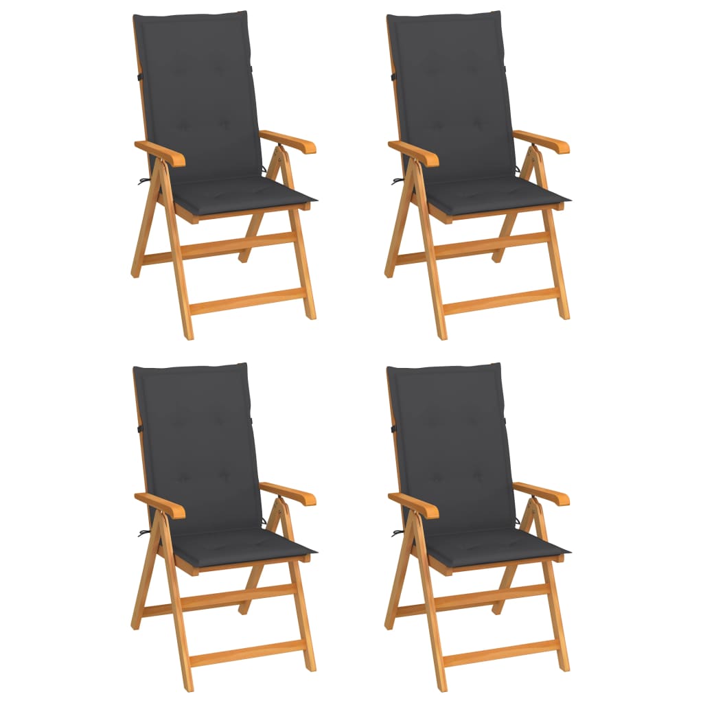 vidaXL Tuinstoelen 2 st met antracietkleurige kussens massief teakhout