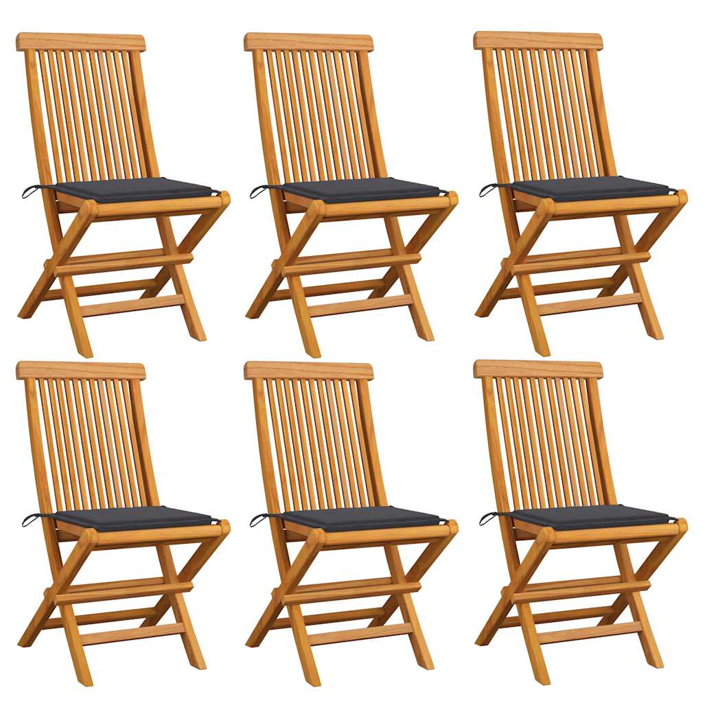 vidaXL Tuinstoelen 2 st met antracietkleurige kussens massief teakhout