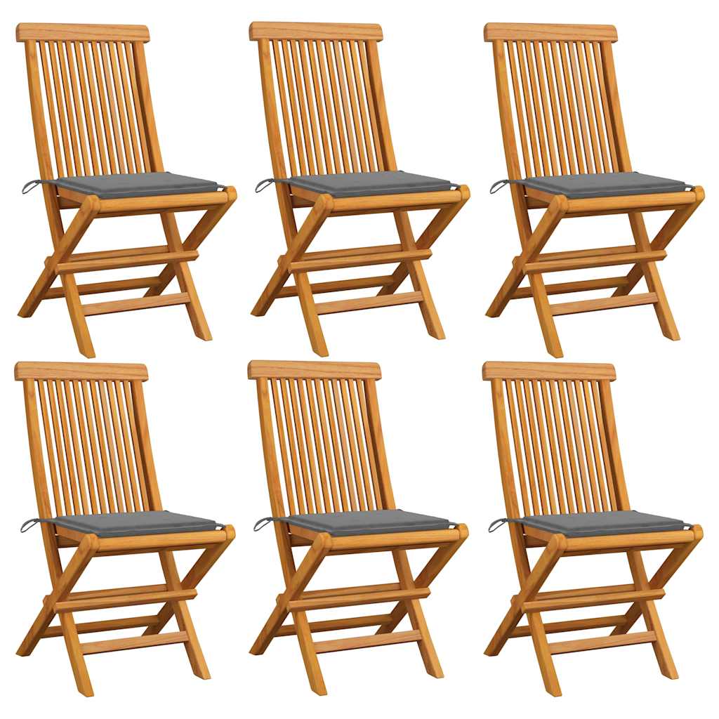 vidaXL Tuinstoelen 2 st met antracietkleurige kussens massief teakhout