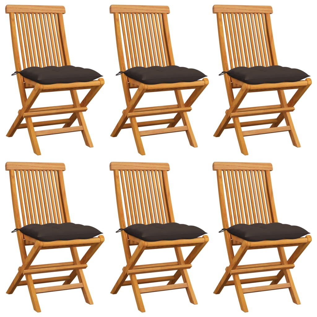 vidaXL Garden Chairs 2 pcs with Anthracite Cushions Solid Teakwood