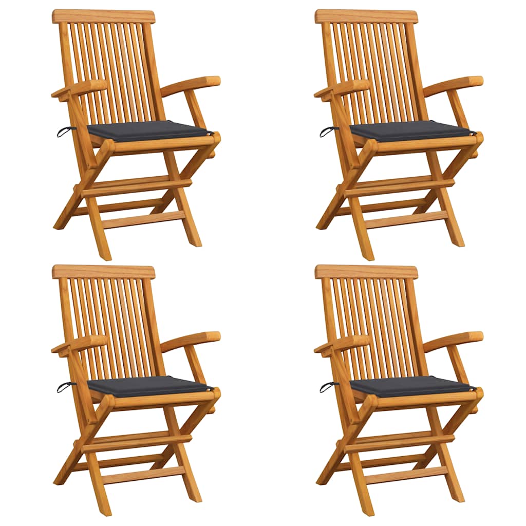 vidaXL Tuinstoelen 2 st avec antracietkleurige kussens massief teakhout