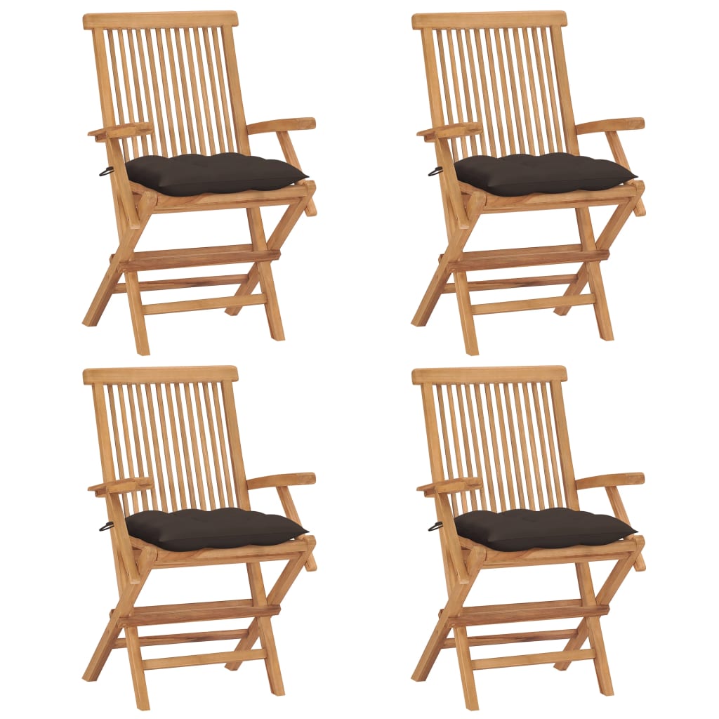 vidaXL Garden Chairs 2 pcs with Anthracite Cushions Solid Teakwood
