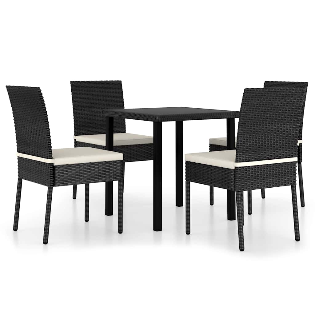 vidaXL 3-delige Tuinset poly rattan zwart