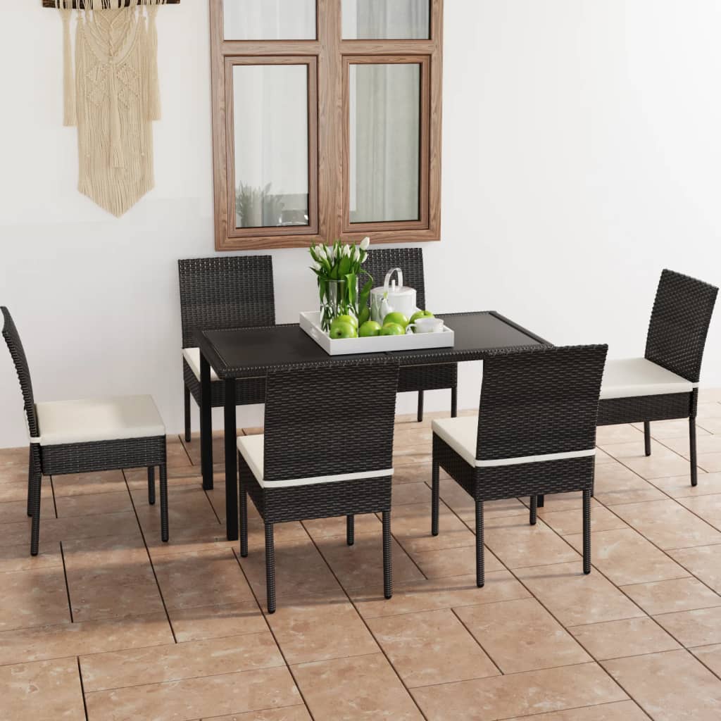 vidaXL 5-delige Tuinset poly rattan zwart
