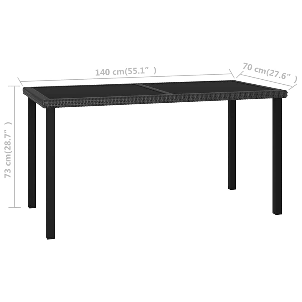 vidaXL 5-delige Tuinset poly rattan zwart
