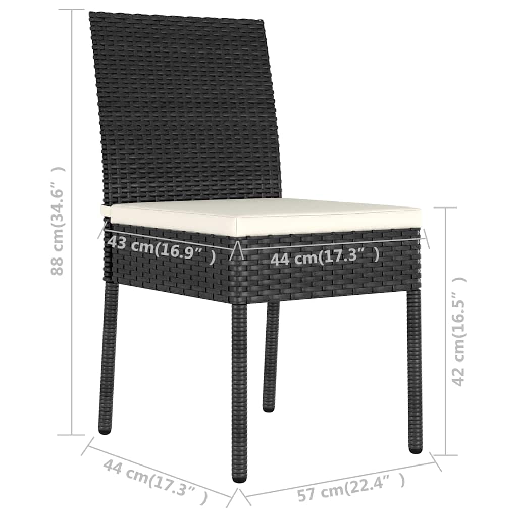 vidaXL 5-delige Tuinset poly rattan zwart