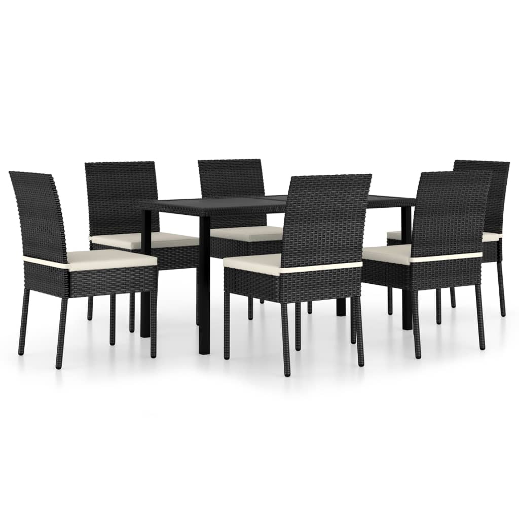 vidaXL 5-delige Tuinset poly rattan zwart