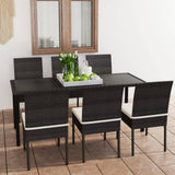 vidaXL 7-piece Garden Dining Set Poly Rattan Black