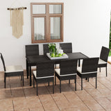 vidaXL 7-piece Garden Dining Set Poly Rattan Black