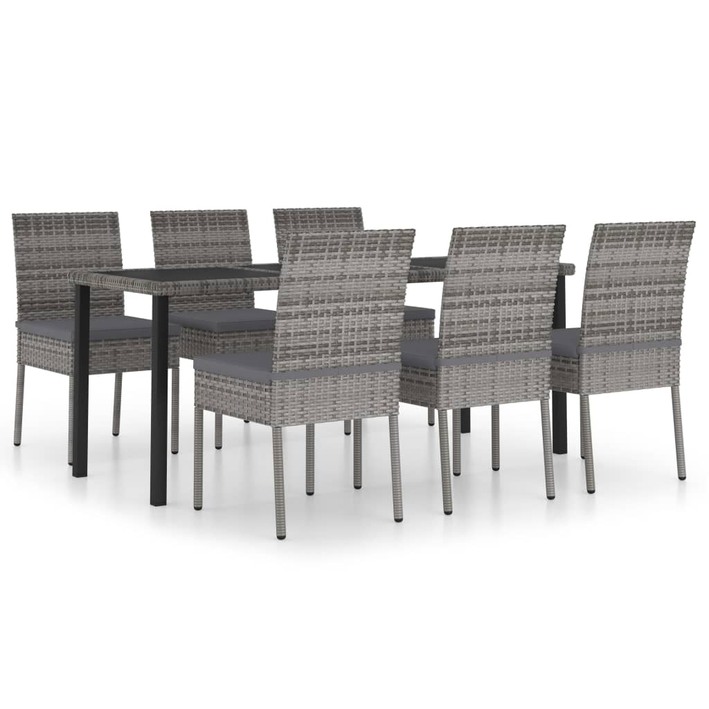 vidaXL 7-piece Garden Dining Set Poly Rattan Black