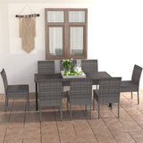 vidaXL 7-piece Garden Dining Set Poly Rattan Black