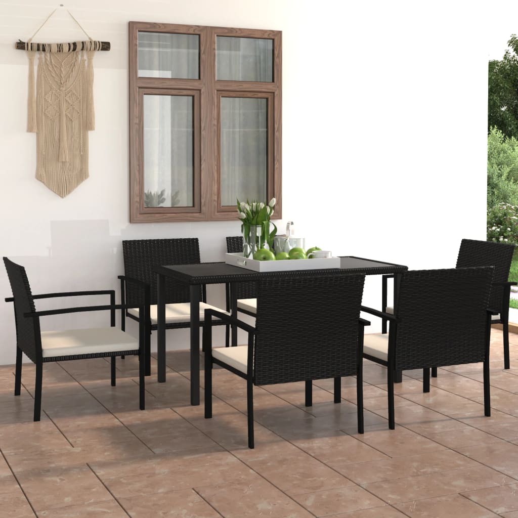 vidaXL 5-delige Tuinset poly rattan zwart