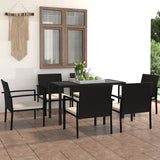 vidaXL 5-delige Tuinset poly rattan zwart