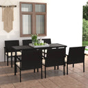vidaXL 7-Piece Garden Dining Set Poly Rattan Black