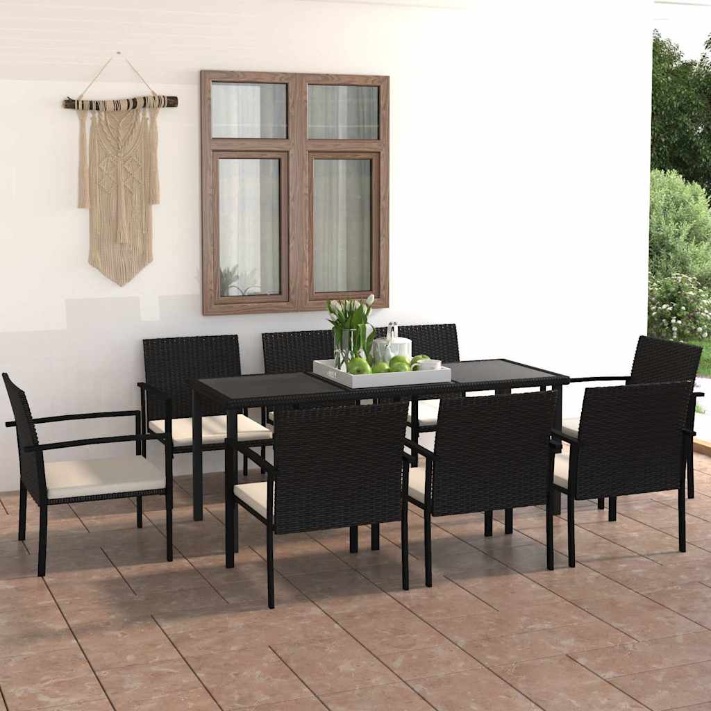 vidaXL 7-Piece Garden Dining Set Poly Rattan Black