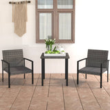 vidaXL 3-delige Tuinset poly rattan zwart