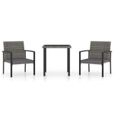 vidaXL 3-delige Tuinset poly rattan zwart