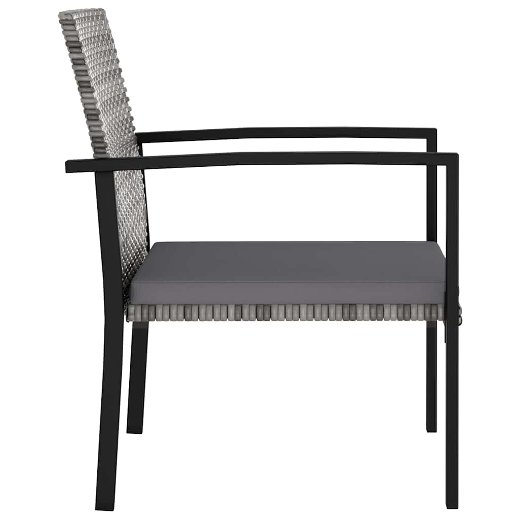 vidaXL 3-delige Tuinset poly rattan zwart