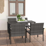 vidaXL 5-delige Tuinset poly rattan zwart