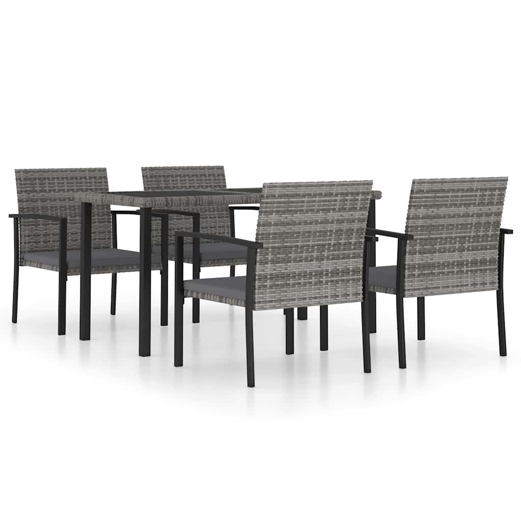 vidaXL 5-delige Tuinset poly rattan zwart
