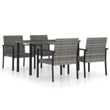 vidaXL 5-delige Tuinset poly rattan zwart