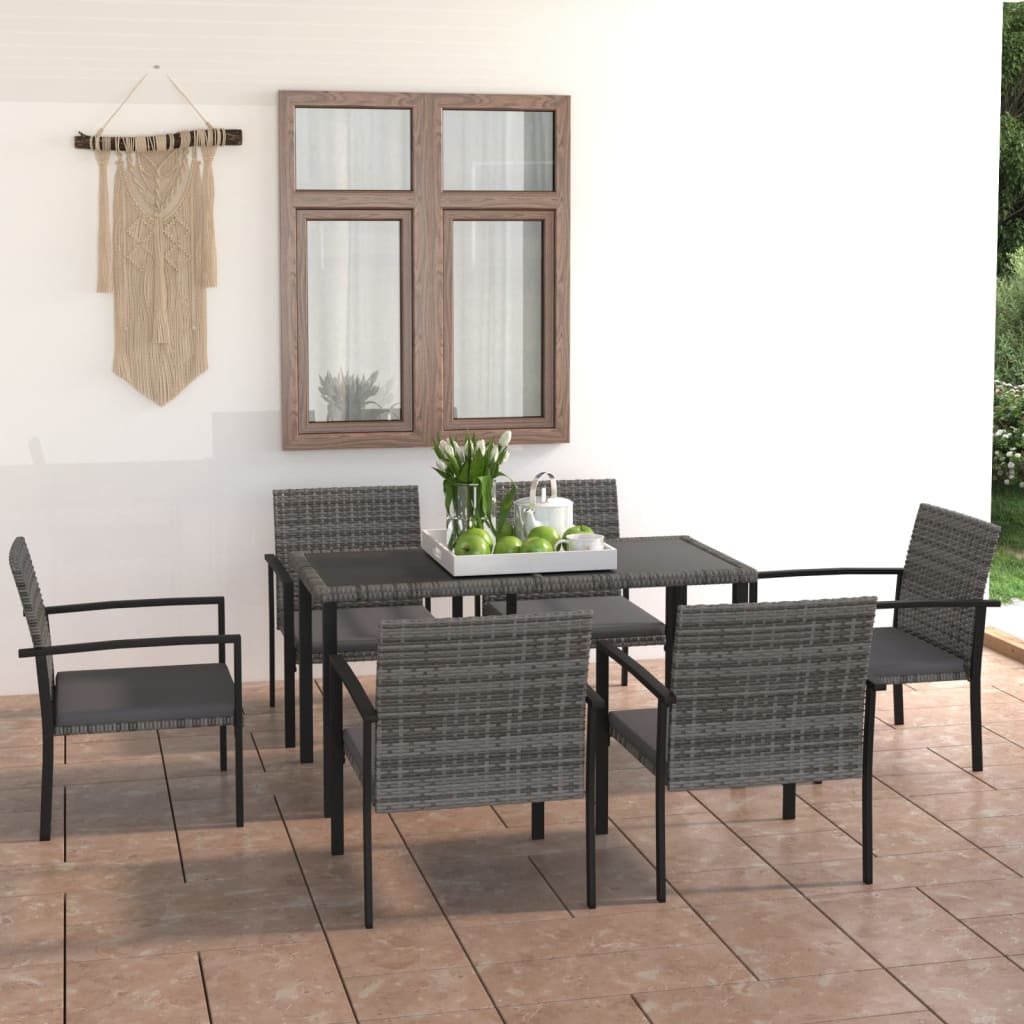 vidaXL 5-delige Tuinset poly rattan zwart