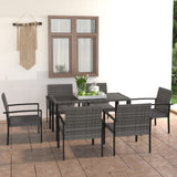 vidaXL 5-delige Tuinset poly rattan zwart