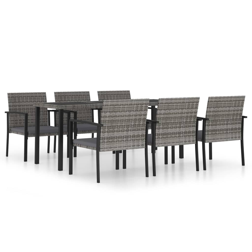 vidaXL 7-Piece Garden Dining Set Poly Rattan Black