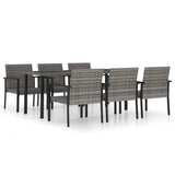 vidaXL 7-Piece Garden Dining Set Poly Rattan Black
